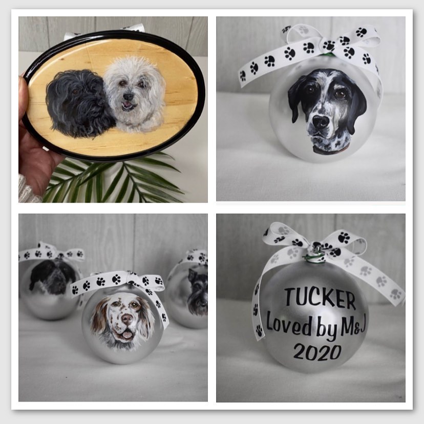Dog Christmas Bulbs and Plaque